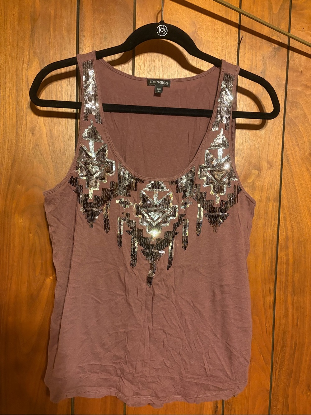 Express Mauve Beaded Scoop Neck Tank